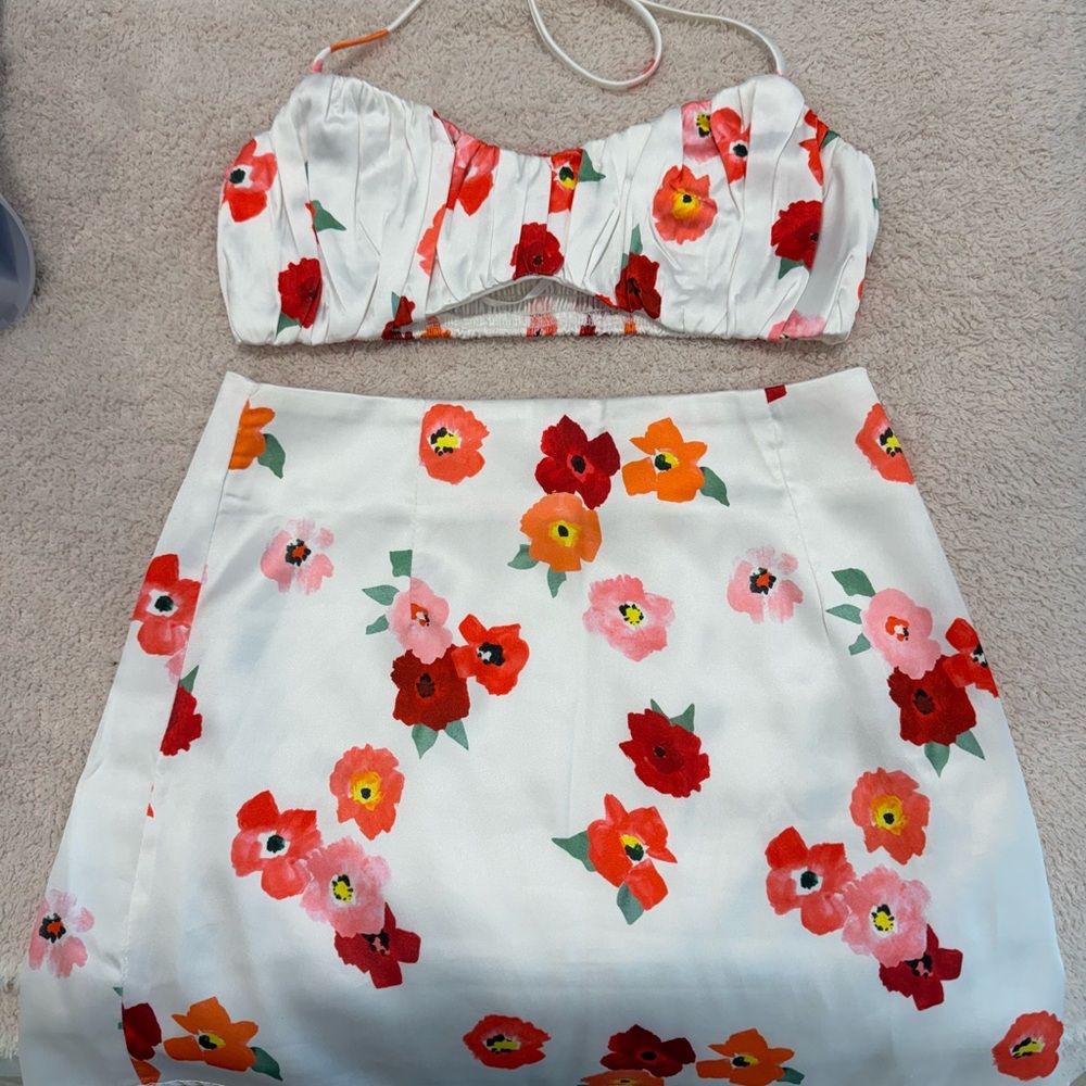 Princess Polly Floral Top with Red and Pink Accents